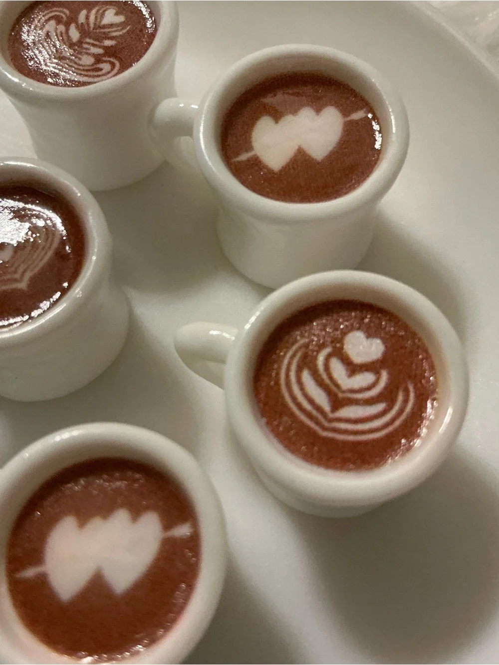 Lot of 8 mini dollhouse accessories hot chocolate, coffee, espresso, latte heart